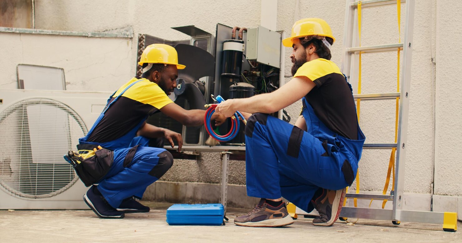 companeros trabajo que atienden sistema hvac 482257 91024